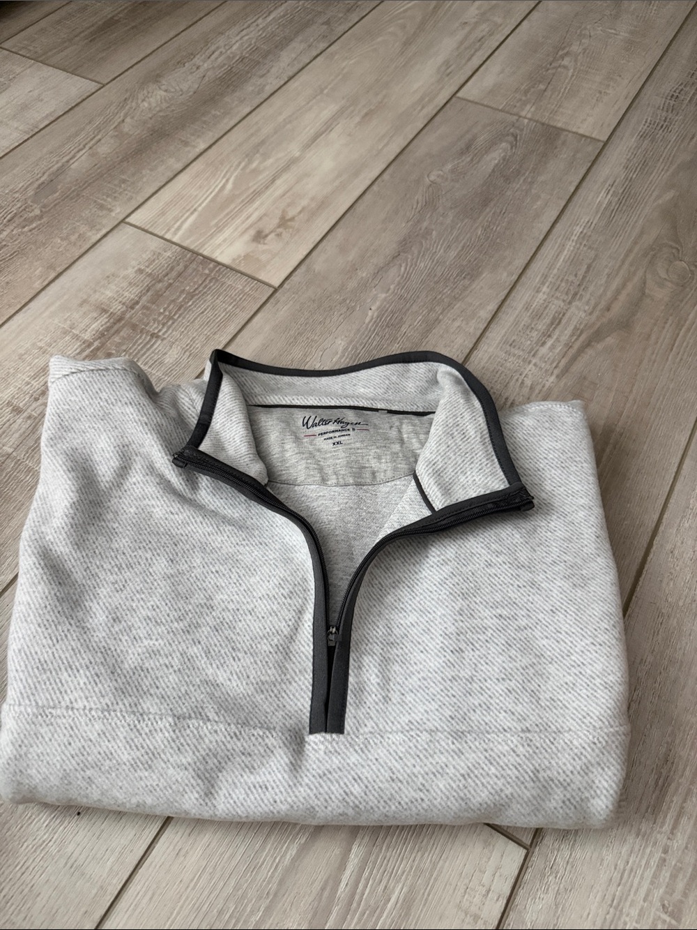 Men’s Walter HWhite + Warren Heather Light Gray Half-Zip Pullover with Dark Trim
